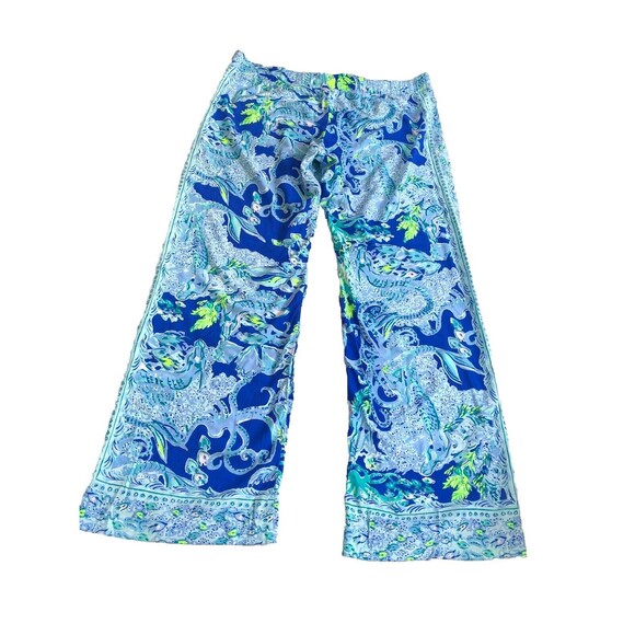 Lilly Pulitzer Bal Harbour Palazzo Pants Sea Sirens Blue Current Sz XL - Picture 7 of 13